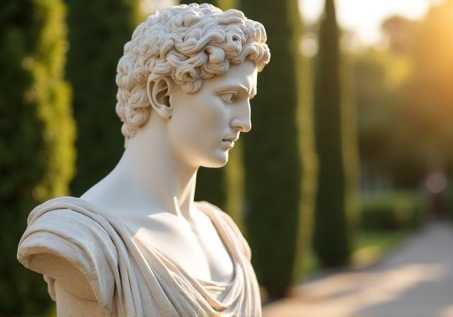 Statua romana elegante in villa storica